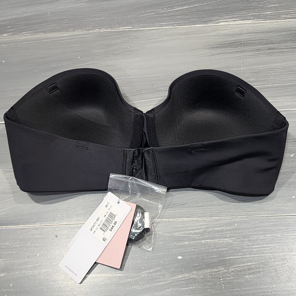 Calvin Klein Naked Glamour Strapless Push-Up‎ Bra 36C QF5677 Black - Picture 2 of 12